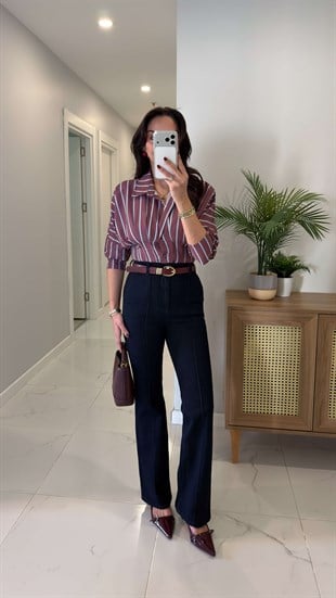 Dialla Koyu Lacivert Çımalı Flare Jean