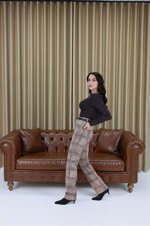 Dilvin Dersa Camel Desenli Mom Jean