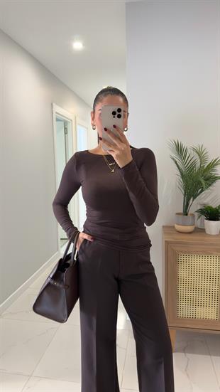 Dilvin Nora Acı Kahve Kaşmir Bluz