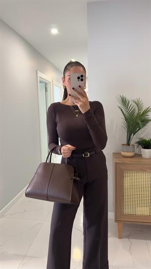 Dilvin Nora Acı Kahve Kaşmir Bluz