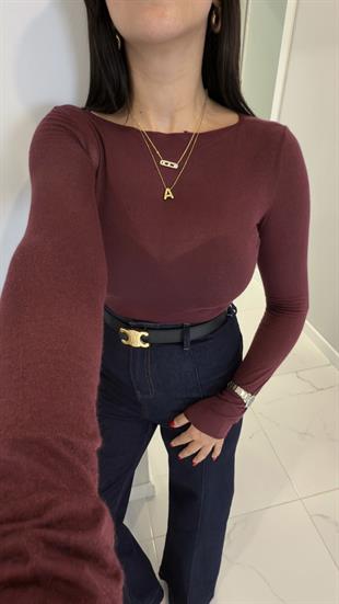 Dilvin Nora Bordo Kaşmir Bluz