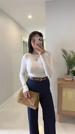 Dilvin Nora Ekru Kaşmir Bluz