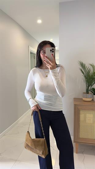 Dilvin Nora Ekru Kaşmir Bluz