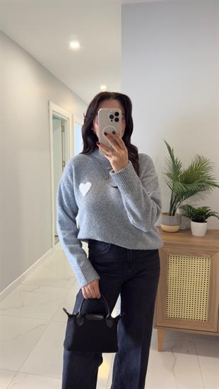 Dilvin Osi Koyu Gri Melanj Kalpli Triko