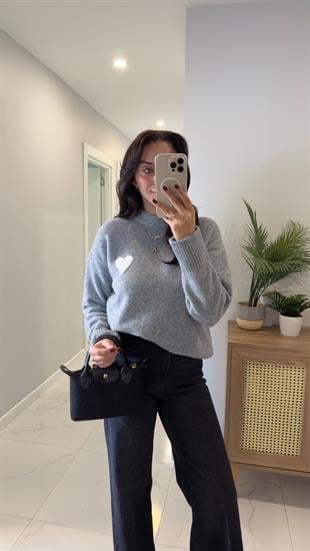 Dilvin Osi Koyu Gri Melanj Kalpli Triko