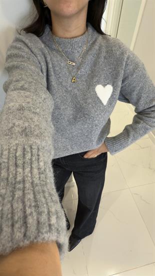 Dilvin Osi Koyu Gri Melanj Kalpli Triko