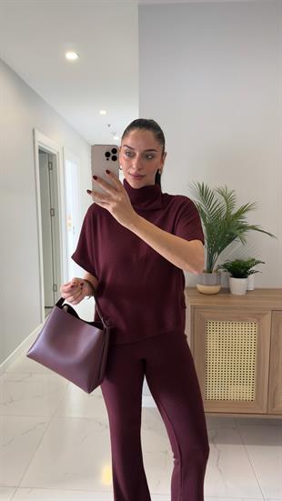 Dilvin Sia Bordo Asimetrik Kesim Örme Pantolon Takım