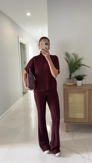 Dilvin Sia Bordo Asimetrik Kesim Örme Pantolon Takım