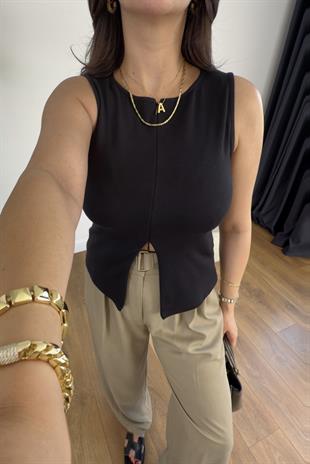 Dilvin Teska Siyah Fermuar Detaylı Top Atlet