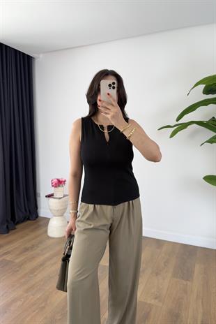 Dilvin Teska Siyah Fermuar Detaylı Top Atlet