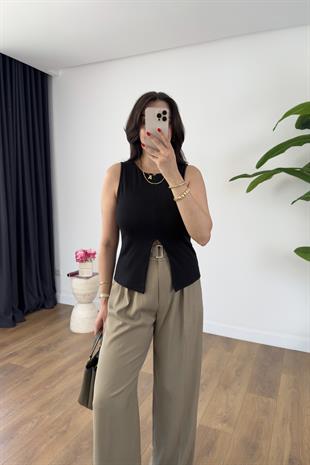 Dilvin Teska Siyah Fermuar Detaylı Top Atlet