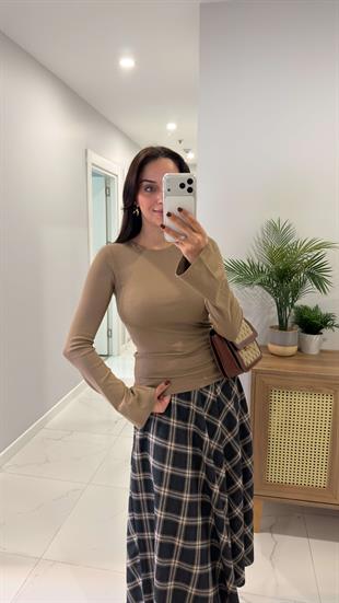 Dilvin Zerda Vizon Bisiklet Yaka Kol Detaylı Bluz