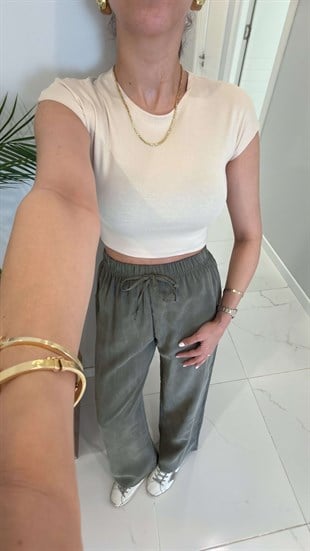 Dlvin Bobs Taş Pamuk Modal Karışımlı Tişört
