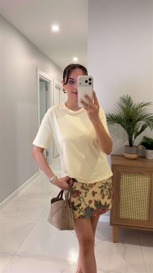 Dlvin Cenrs Açık Sarı Basic Tişört