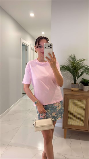 Dlvin Cenrs Toz Pembe Basic Tişört