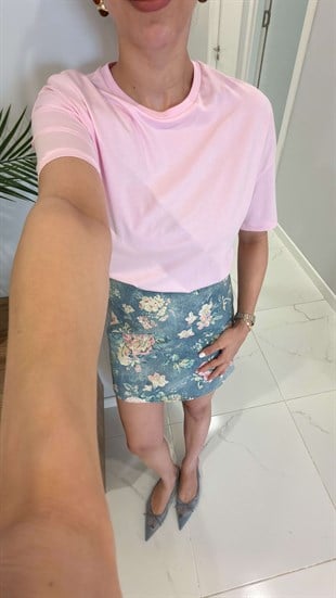 Dlvin Cenrs Toz Pembe Basic Tişört