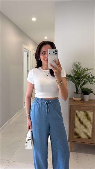 Dlvin Diol Ekru Modal Crop Tişört