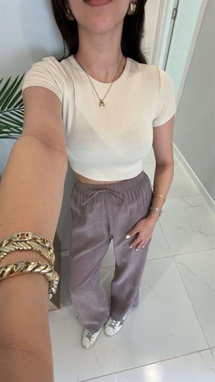 Dlvin Diol Taş Modal Crop Tişört