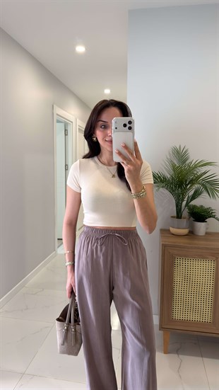 Dlvin Diol Taş Modal Crop Tişört