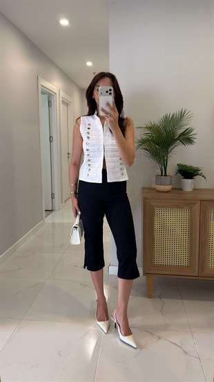 Dlvin Mella Lacivert Denim Kapri Pantolon