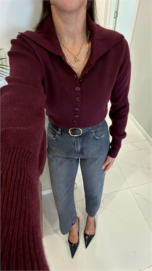 Dlvin Mowe Bordo Melanj Polo Yaka Triko