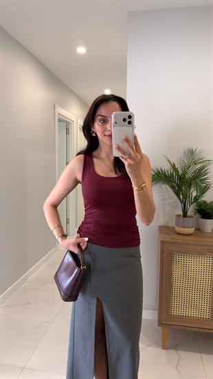 Dlvin Nidrot Bordo Kalın Askılı Poliamid Atlet