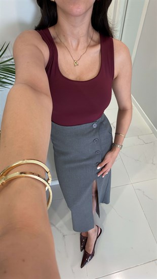 Dlvin Nidrot Bordo Kalın Askılı Poliamid Atlet