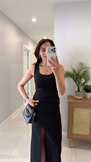 Dlvin Nidrot Siyah Kalın Askılı Poliamid Atlet