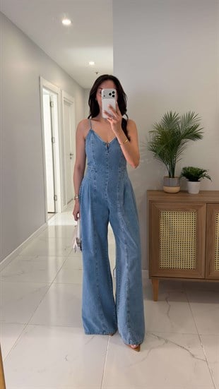 Dlvin Niodes Mavi Askılı Denim Tulum
