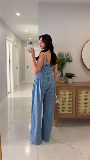 Dlvin Niodes Mavi Askılı Denim Tulum