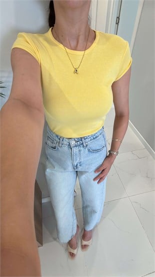 Dlvin Niss Sarı Bisiklet Yaka Basic Tişört