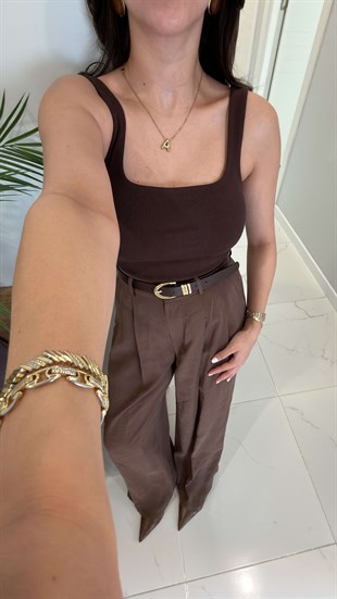 Dlvin Nodre Koyu Kahve Askılı Atlet