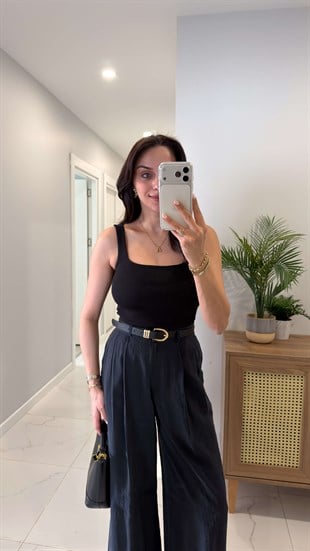 Dlvin Nodre Siyah Askılı Atlet