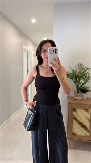 Dlvin Nodre Siyah Askılı Atlet