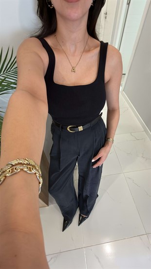 Dlvin Nodre Siyah Askılı Atlet