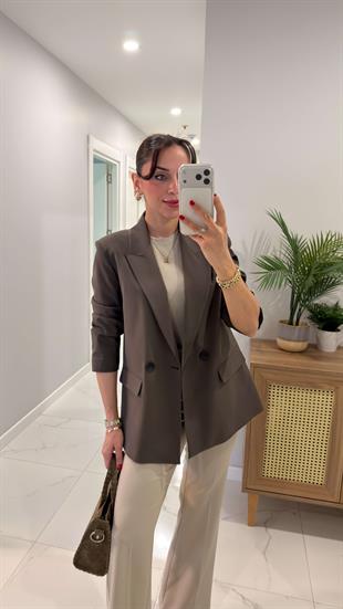 Dlvin Terra Haki İki Düğmeli Blazer Ceket
