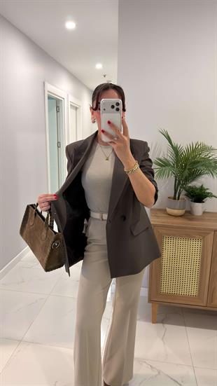 Dlvin Terra Haki İki Düğmeli Blazer Ceket