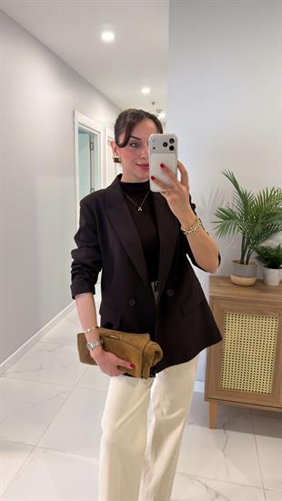 Dlvin Terra Kahve İki Düğmeli Blazer Ceket