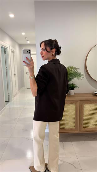 Dlvin Terra Kahve İki Düğmeli Blazer Ceket