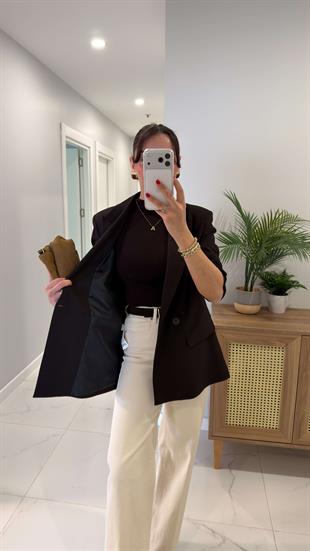 Dlvin Terra Kahve İki Düğmeli Blazer Ceket