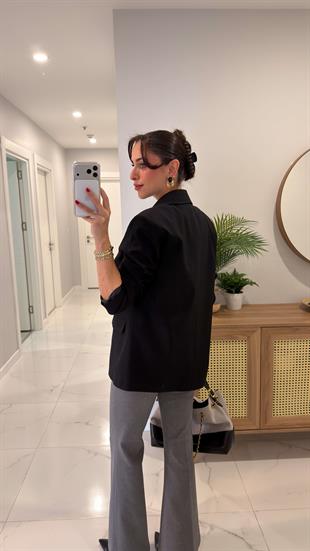 Dlvin Terra Siyah İki Düğmeli Blazer Ceket