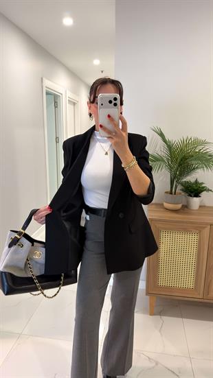 Dlvin Terra Siyah İki Düğmeli Blazer Ceket