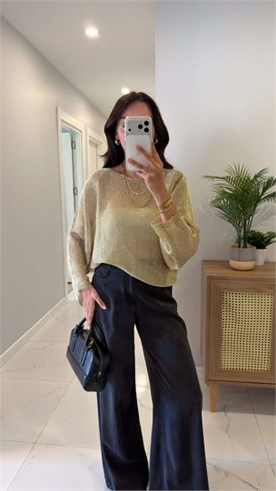 Dolex Gold Yarasa Kol Simli Triko