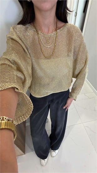 Dolex Gold Yarasa Kol Simli Triko