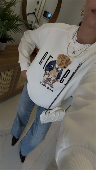 Dolted Ekru Teddy Baskılı Sweat