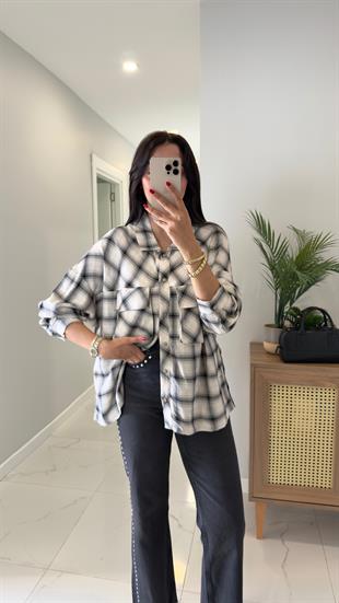 Donitta Krem Ekoseli Gömlek