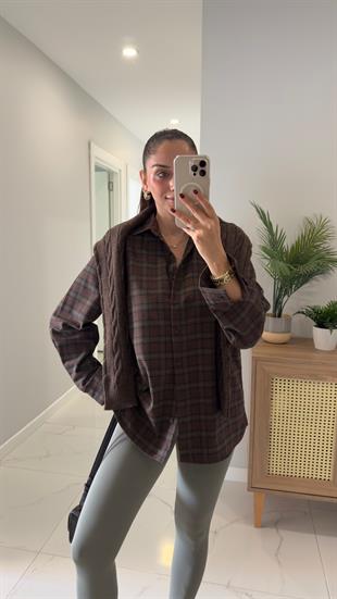 Donte Kahve Yeşil Oduncu Gömlek