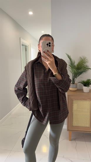 Donte Kahve Yeşil Oduncu Gömlek