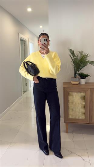 Dorian Siyah Wide Leg Jean