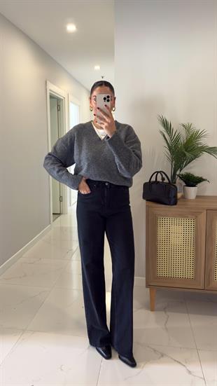 Dorian Siyah Wide Leg Jean